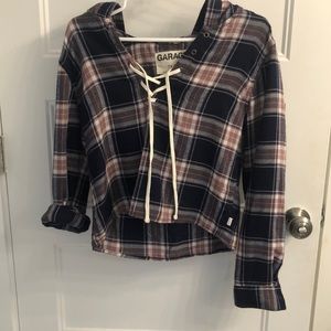 Purple and blue hoodie flannel